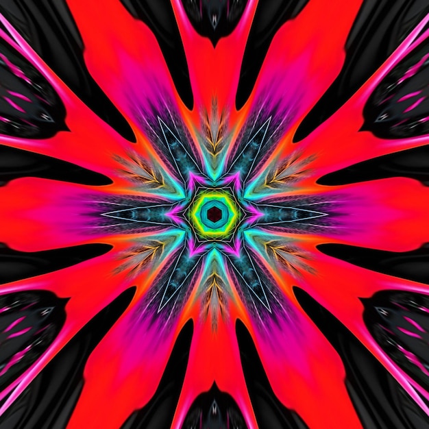 A colorful abstract image of a star shaped flower.