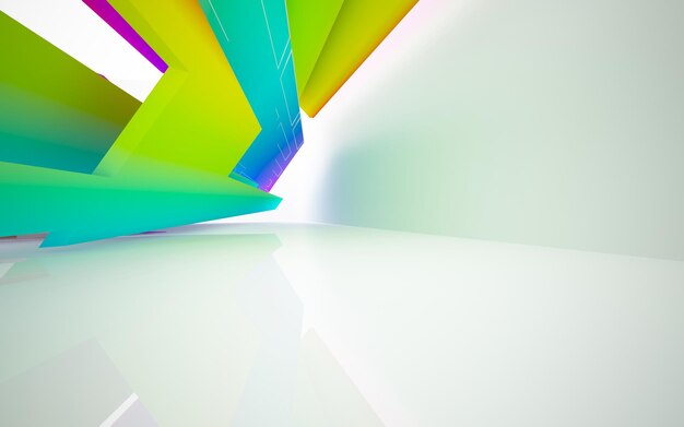 A colorful abstract image of a white surface with a white background and a blue and green triangle.