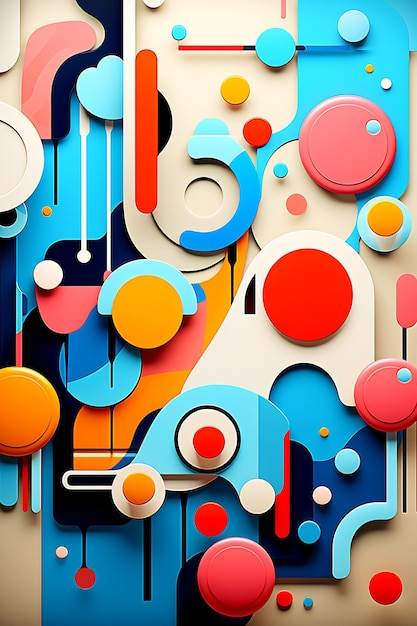 Colorful abstract image with circles circles and shapes generative ai