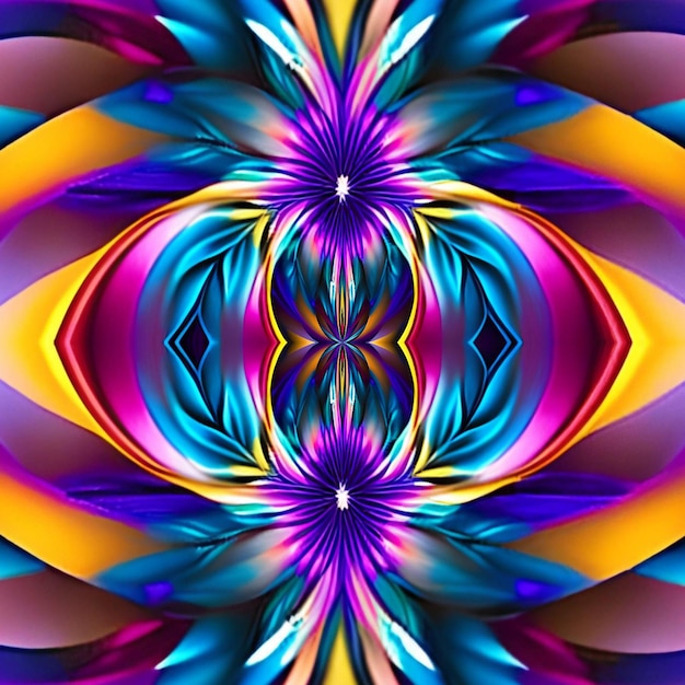 A colorful abstract image with a star shape in the center.