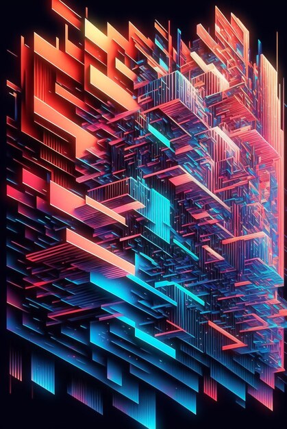 Photo colorful abstract isometric geometry pattern generative ai