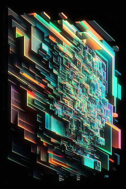 Colorful abstract isometric geometry pattern generative ai