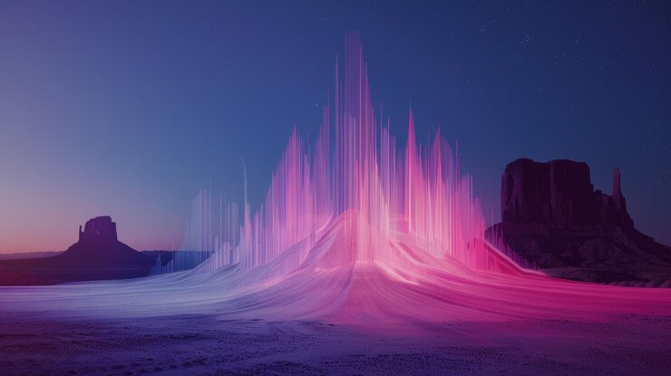 Photo colorful abstract light waves on a black background digital art concept aigf