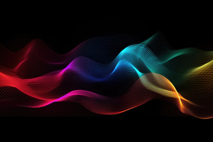 Photo colorful abstract light waves on black background