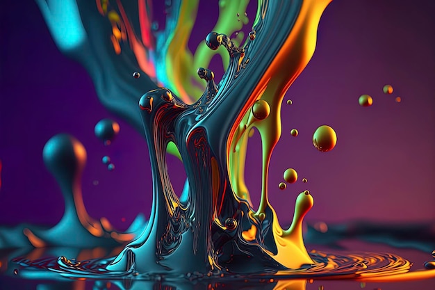 Colorful Abstract liquid wallpaper with vibrant colors Generative AI