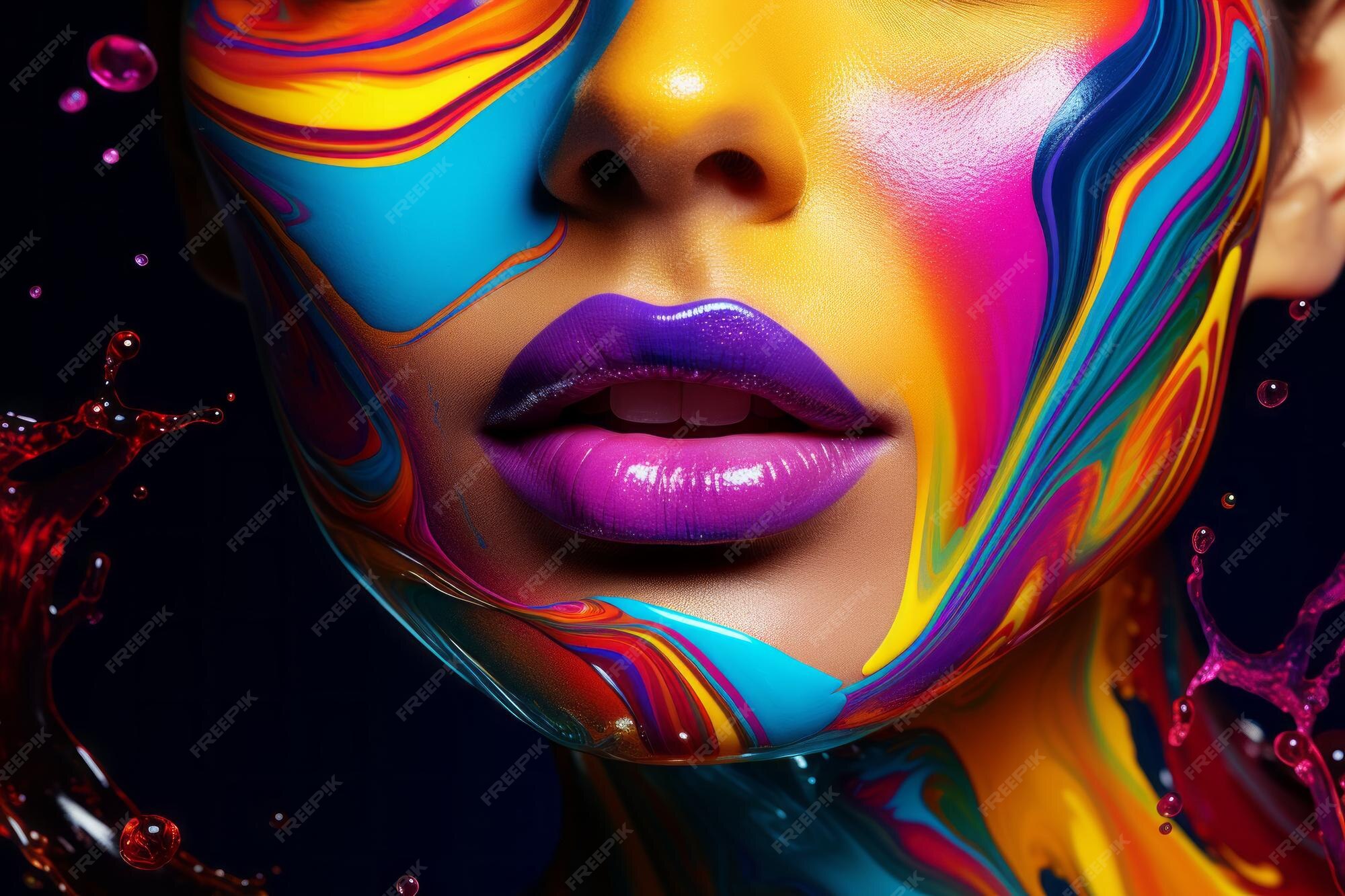 Premium AI Image  Colorful Abstract Makeup Unveiling the Beauty of 