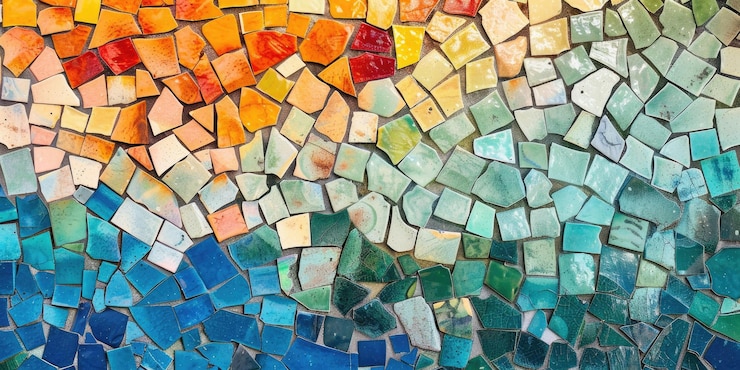 Photo colorful abstract mosaic pattern with dynamic hues geometric shapes and intricate design aig62