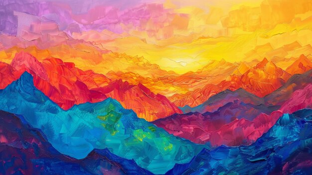 Colorful abstract mountain landscape