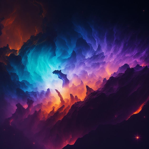 カラフルな抽象的な星雲空間の背景