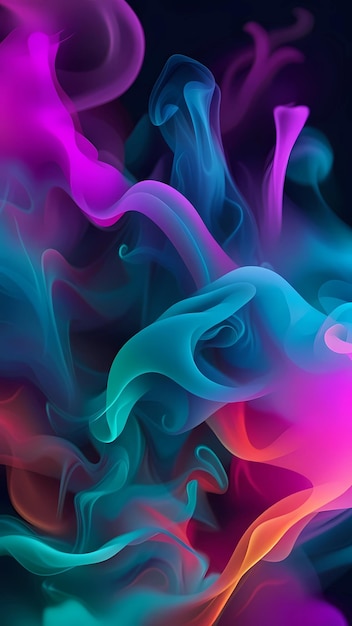Colorful abstract neon colored smoke gradient wallpaper background