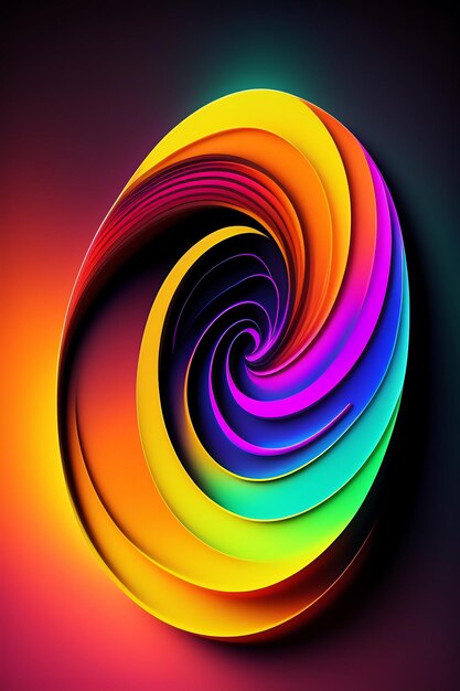 Colorful abstract neon fingerprint on black background swirling lines design glowing id wallpaper