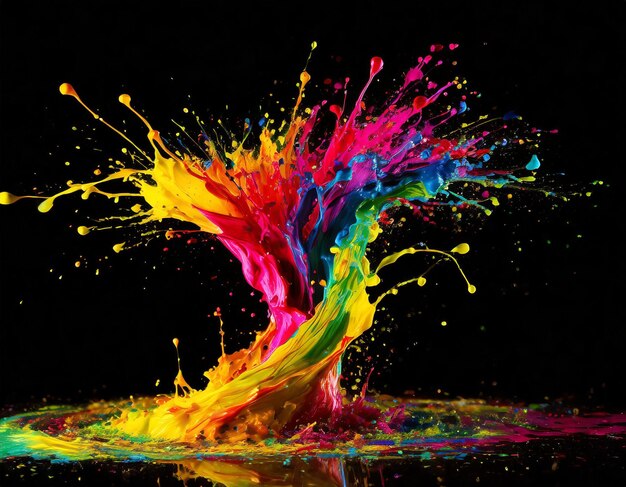 Colorful abstract paint splash resembling a vibrant tornado