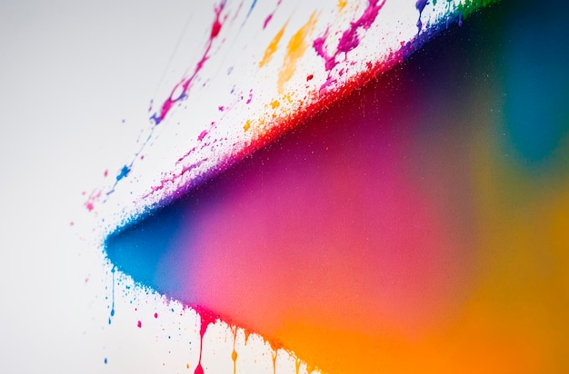 Colorful abstract paint splashes on a white background closeup Generative AI