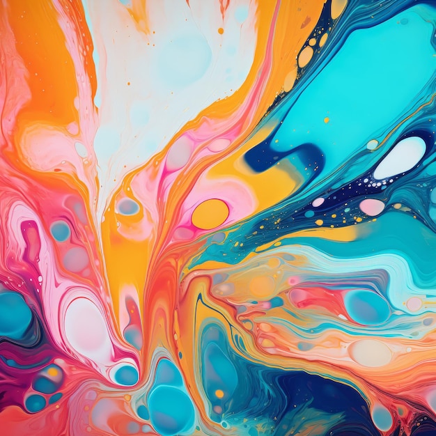 Цветный абстрактный фон живописи Жидкий мраморный фон краски ИИ сгенерирован