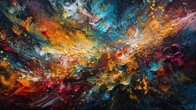 A colorful abstract painting on a canvas