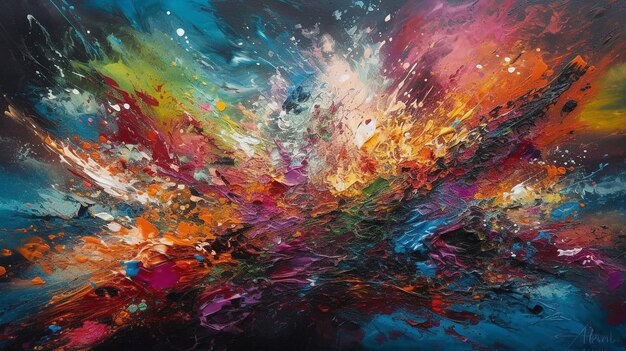 A colorful abstract painting on a canvas