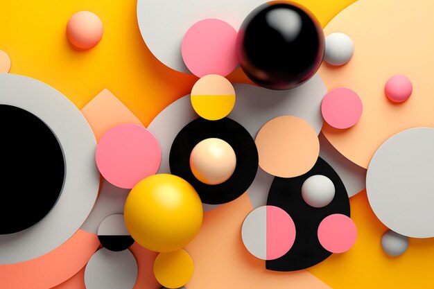 A colorful abstract painting of a circle with a yellow and black circle