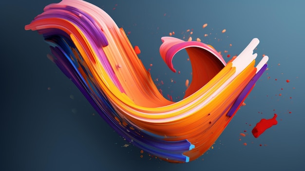 A colorful abstract painting of a heart with orange and purple colors.