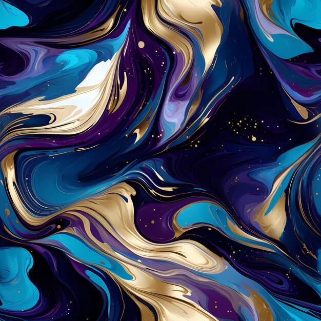 A colorful abstract painting of a purple and blue swirl