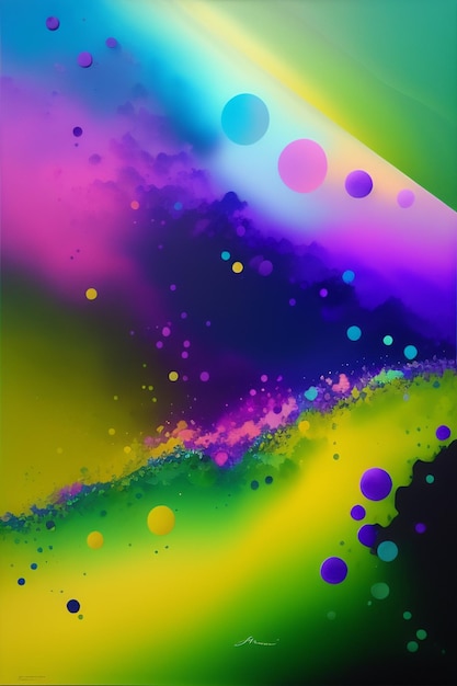 Photo a colorful abstract painting of a purple and yellow abstract background