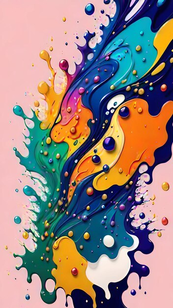 a colorful abstract painting of a rainbow colored liquid splash
