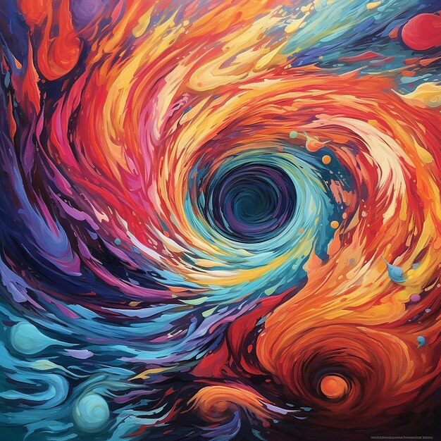 a colorful abstract painting of a spiral in the middle of a spiral.