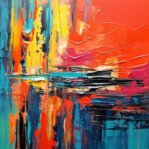 Colorful Abstract Painting In The Style Of Gerhard Richter