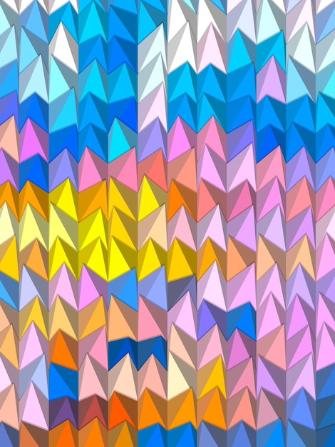 A colorful abstract painting of triangles