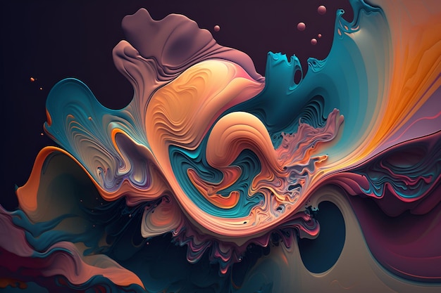 A colorful abstract painting with a black background and a blue background.