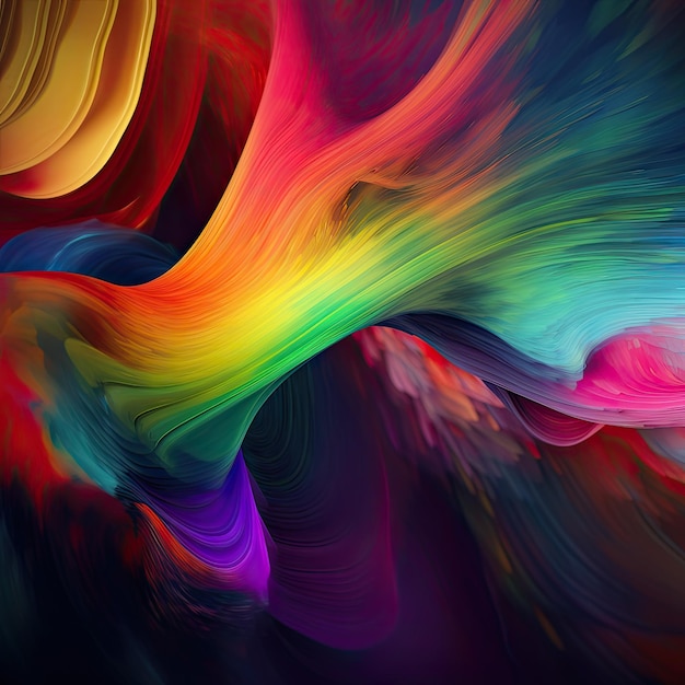 A colorful abstract painting with a black background.