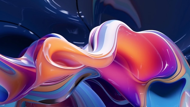A colorful abstract painting with a black background