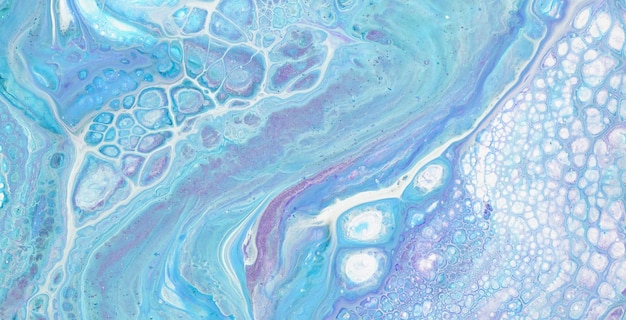 A colorful abstract painting with a blue and purple swirls.