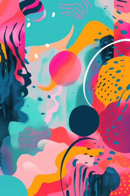 A colorful abstract painting with circles and shapes generative ai image