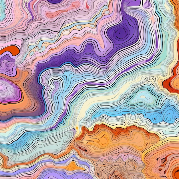 A colorful abstract painting with a colorful design in the middle.