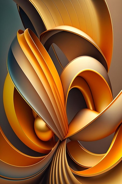 A colorful abstract painting with a gold and orange background.