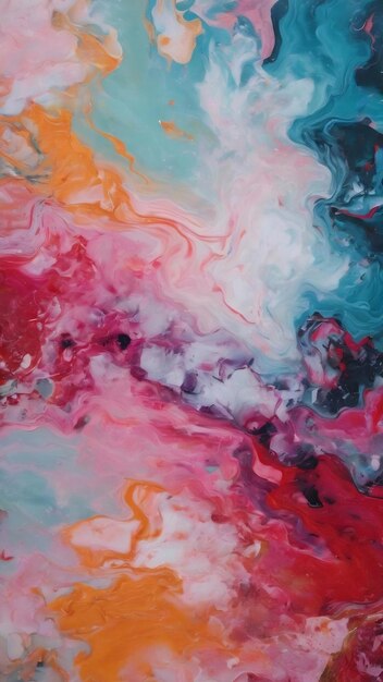 A colorful abstract painting with a marble pattern