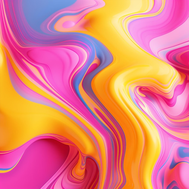 Colorful abstract painting with pink blue and yellow