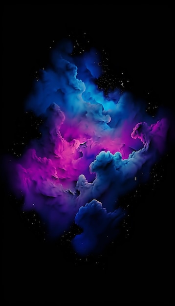 紫と青の色を使ったカラフルな抽象画。