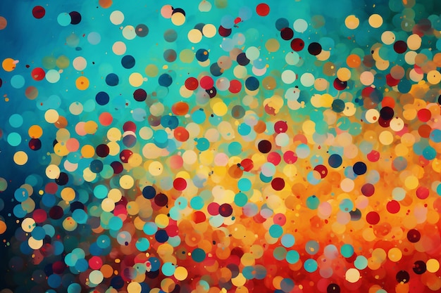 A colorful abstract painting with a rainbow background