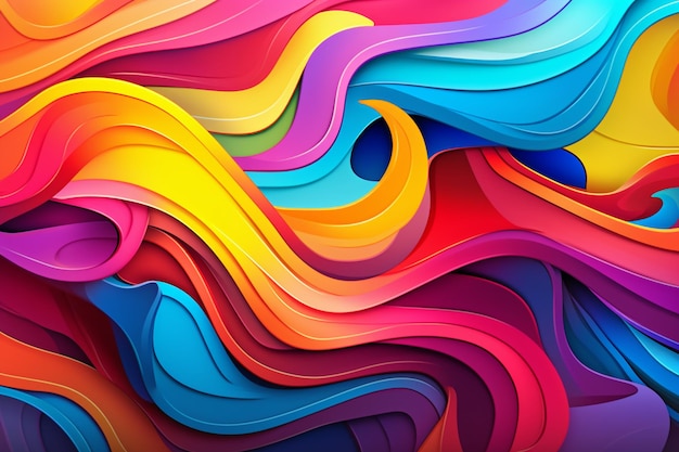 A colorful abstract painting with a rainbow background