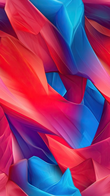 A colorful abstract painting with red and blue colors.