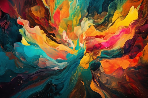 A colorful abstract painting with a swirl of paint.