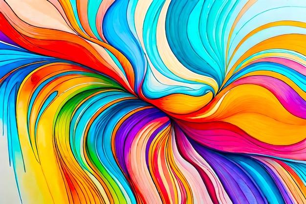 A colorful abstract painting with the title'rainbow'on it.