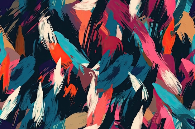 Colorful abstract painting with various shapes and forms