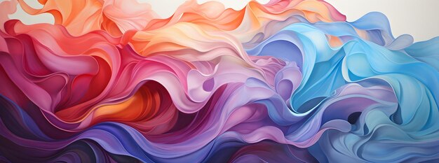 Colorful abstract painting with waves with acrylic paint