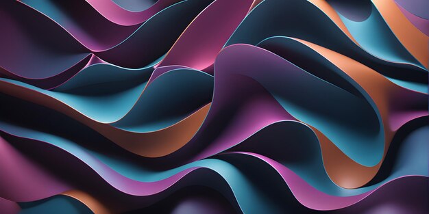 Colorful abstract painting with wavy shapes background