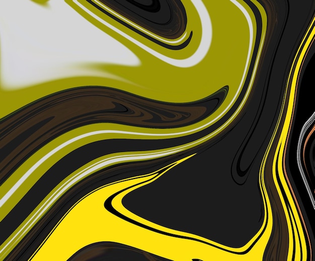 A colorful abstract painting with a yellow and green swirl.