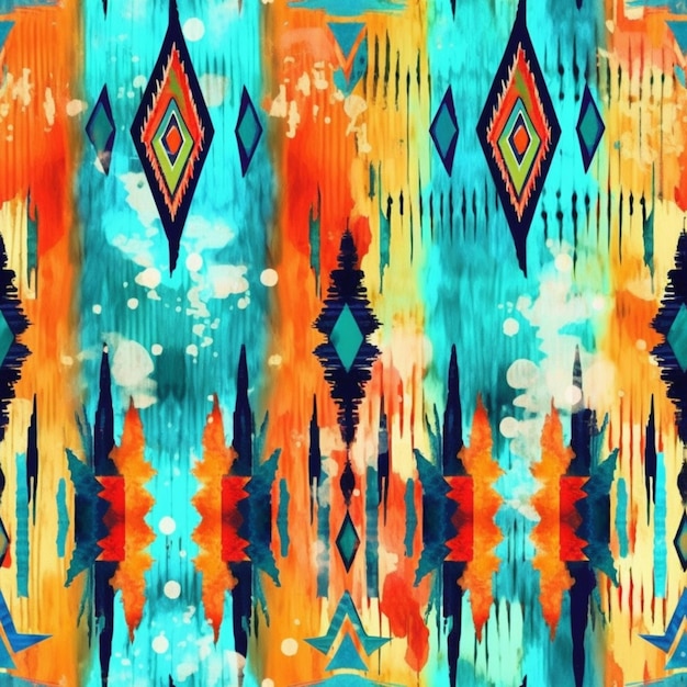 A colorful abstract pattern with a blue generative ai