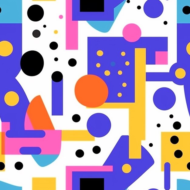 a colorful abstract pattern with geometric shapes and dots generative ai