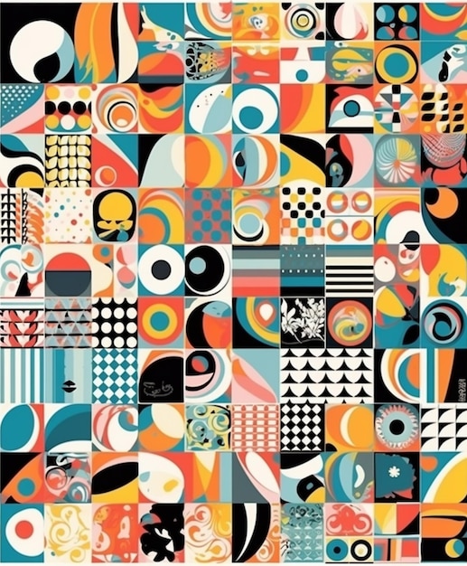 A colorful abstract pattern with many different shapes and sizes generative ai